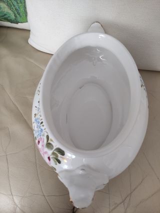 Zuppiera porcellana dipinta a mano e oro zecchino 