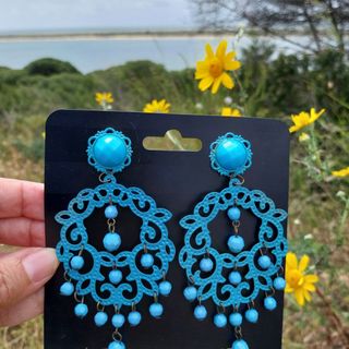 Pendientes flamencos turquesa