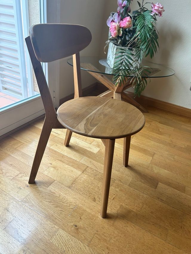 Mesa comedor vidrio y roble