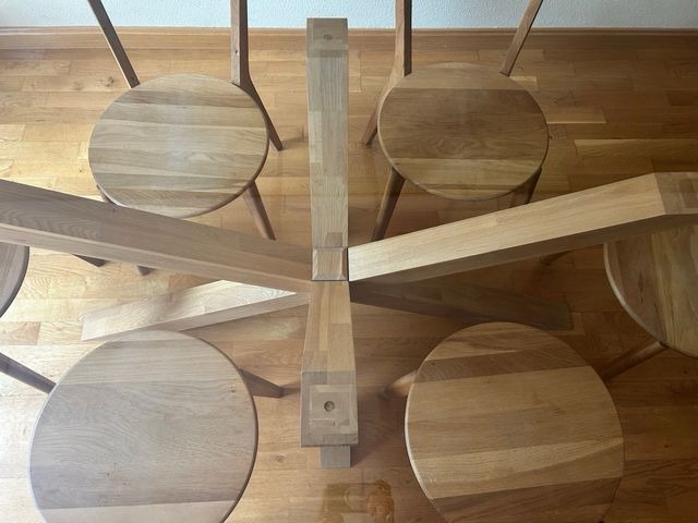 Mesa comedor vidrio y roble