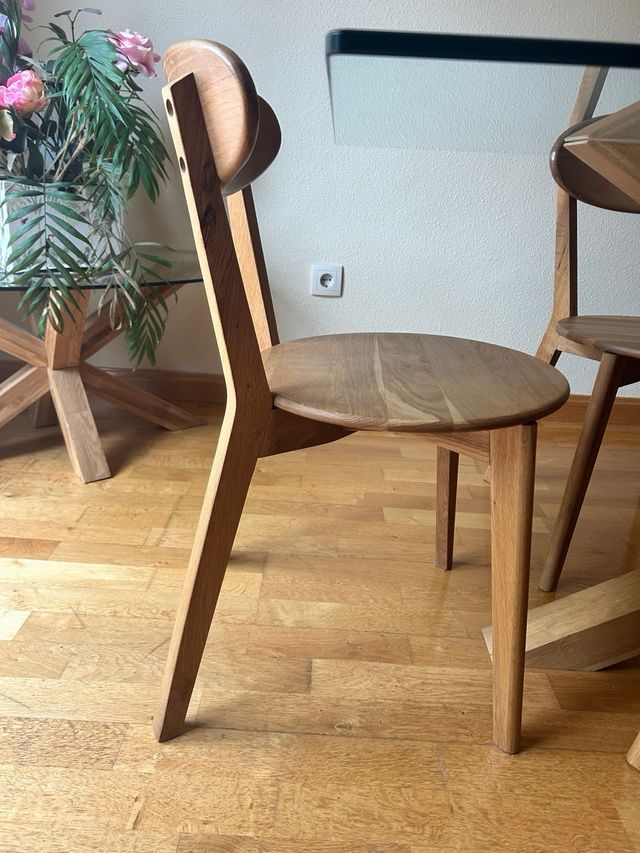 Mesa comedor vidrio y roble