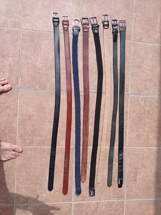 8 Cinturones Piel - Marrón y Negro