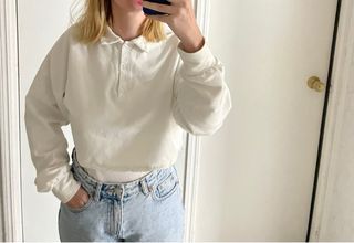 polo crop top mini blanco calentito