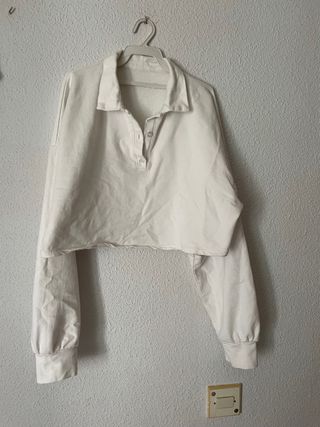 polo crop top mini blanco calentito