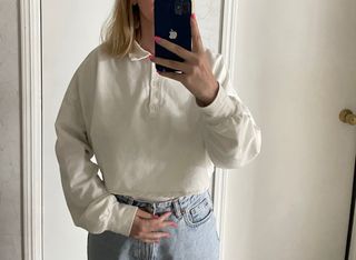 polo crop top mini blanco calentito