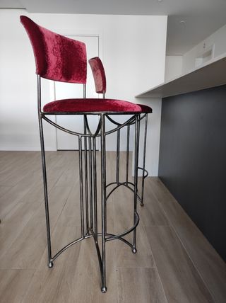 Taburetes terciopelo rojo - 4 uds