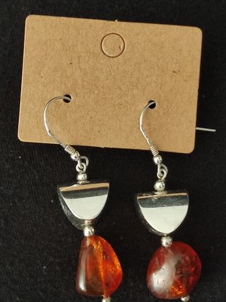 Pendientes ámbar y Plata de Ley