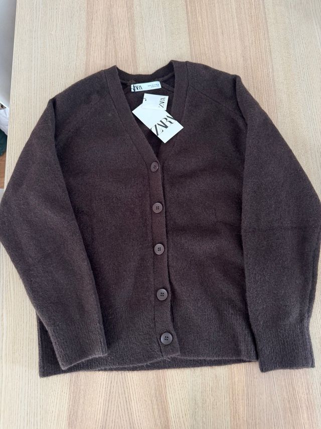 Jersey cardigan marrón Zara Sin estrenar