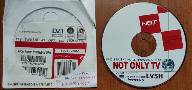 Cartão TV e VHS, USB para PC.