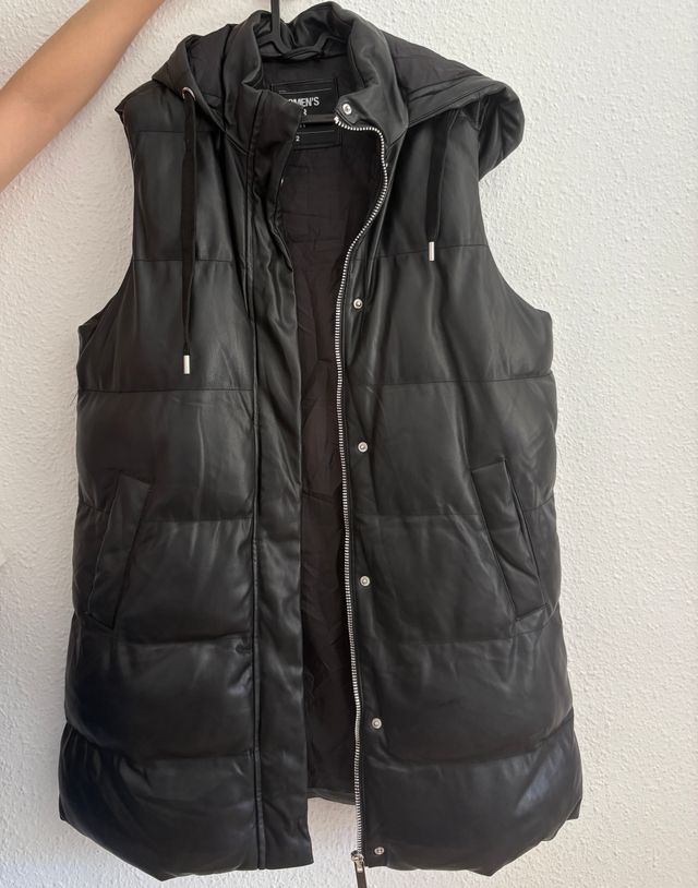 Chaqueta larga de cuero de algodón