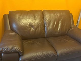 Sofá 2 plazas - Cuero marrón
