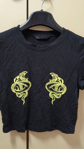 T-shirt fantasia, stretch, colore nero, Shein, M