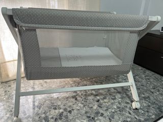 Minicuna bebé - Gris con lunares blancos