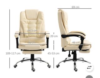 Silla oficina piel sintética blanca reclinable