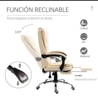 Silla oficina piel sintética blanca reclinable