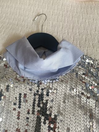 Top Zara lentejuelas azul plata
