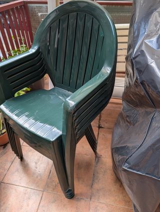 5 Sillas Jardín Plástico Verde