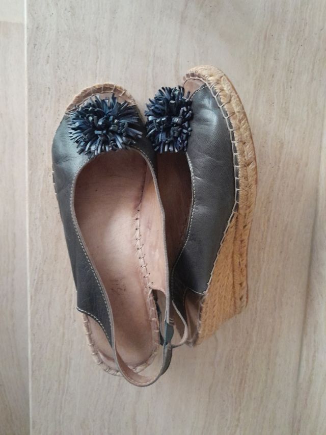 Sandalias cuña azul marino
