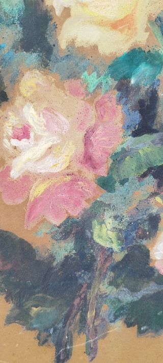 Cuadro bodegón de flores, óleo.