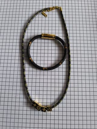 Collar y pulsera LV - Cuero sintético