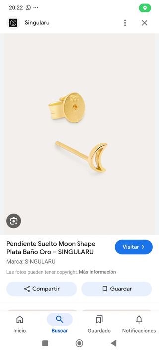 Pendiente SINGULARU media luna oro