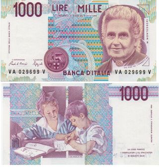 Banconota Italia da 1.000 lire Montessori
