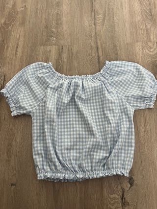 Blusa cuadros vichy azul niña
