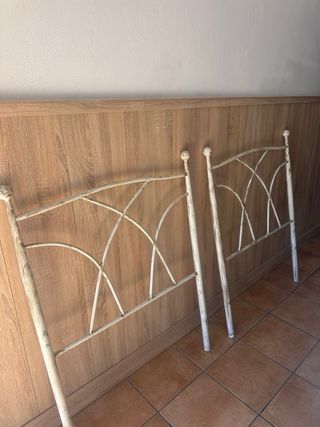 2 Cabecer 90cm metal beis 2 somier laminas y pa