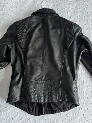 Cazadora cuero negra mujer - Talla S
