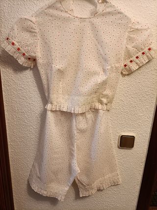 Pijama antiguo lunares rojo-blanco
