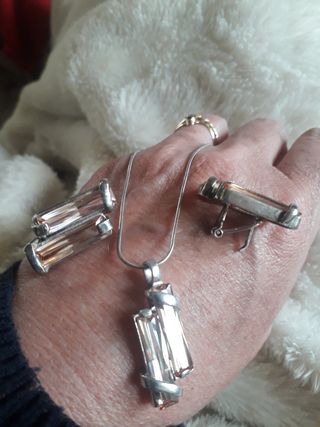 Cadena colgante y pendientes plata 925 Italia 