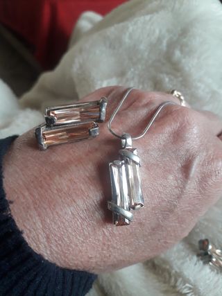 Cadena colgante y pendientes plata 925 Italia 