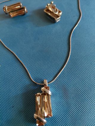 Cadena colgante y pendientes plata 925 Italia 