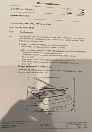 SPOILER TRASERO PORSCHE 911 S CARRERA 996