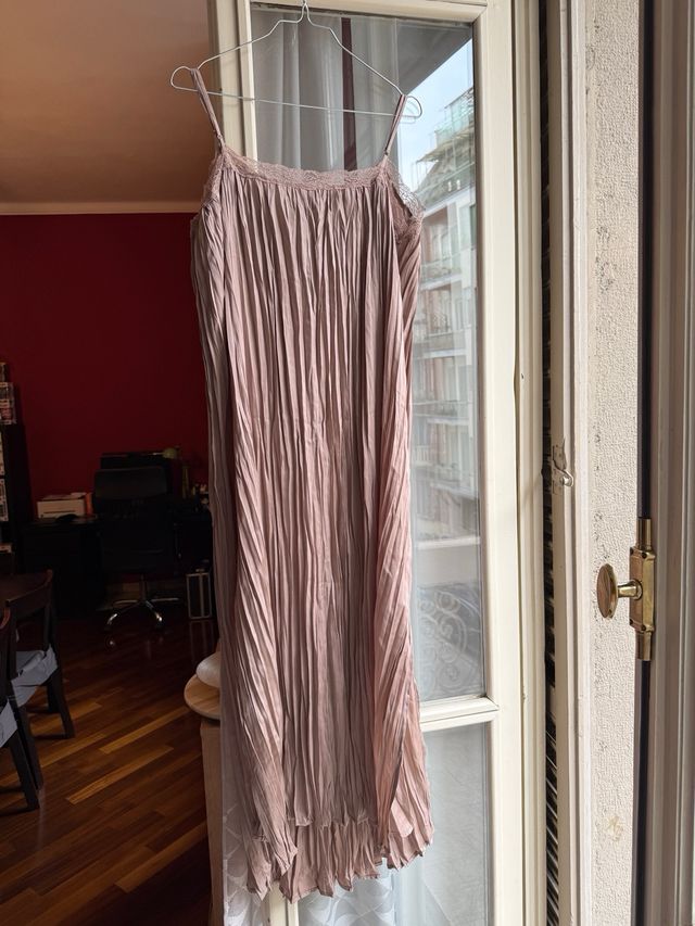 Vestito lungo H&M rosa champagne Tg XL