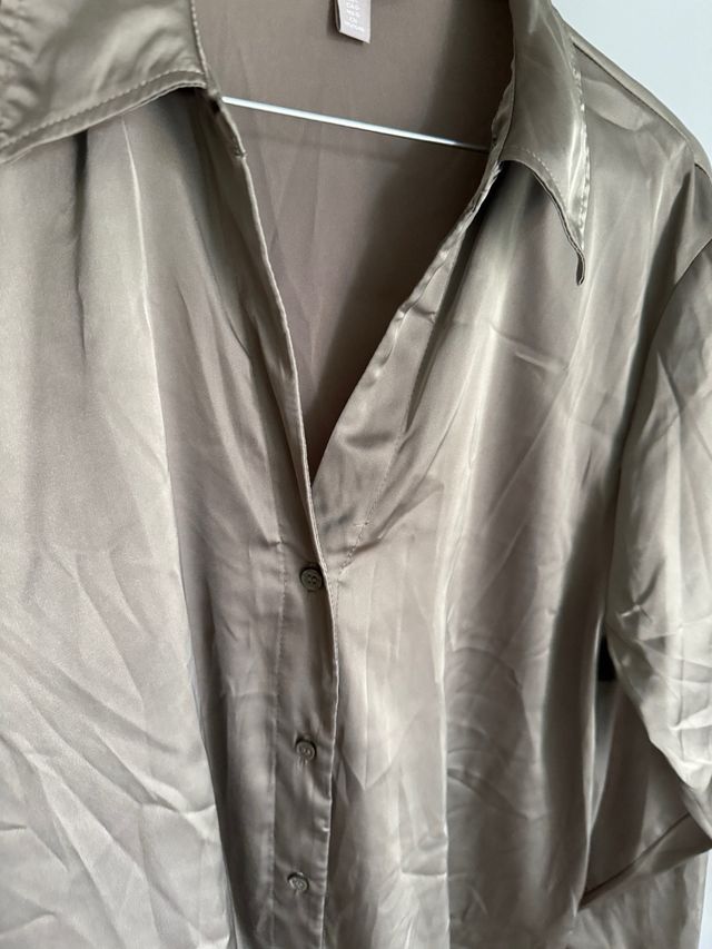 Camicia seta verde oliva HM Tg L