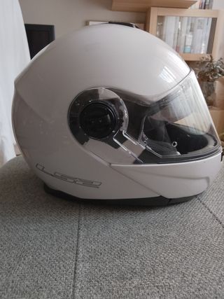 Casco moto LS2 blanco modular