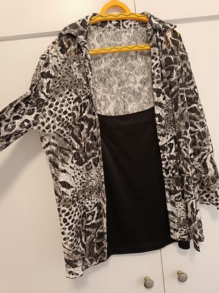 Blusa negra y gris Punt Roma - Talla M