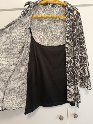 Blusa negra y gris Punt Roma - Talla M