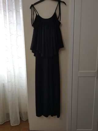 Vestido vintage negro largo tirantes