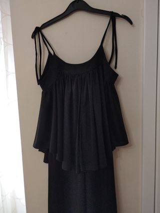 Vestido vintage negro largo tirantes