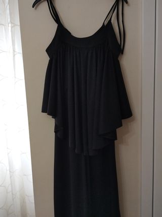 Vestido vintage negro largo tirantes