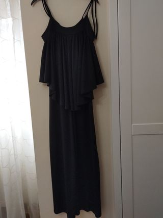 Vestido vintage negro largo tirantes