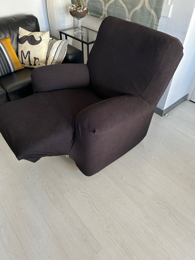 Sofá 2 plazas & sillón relax negro