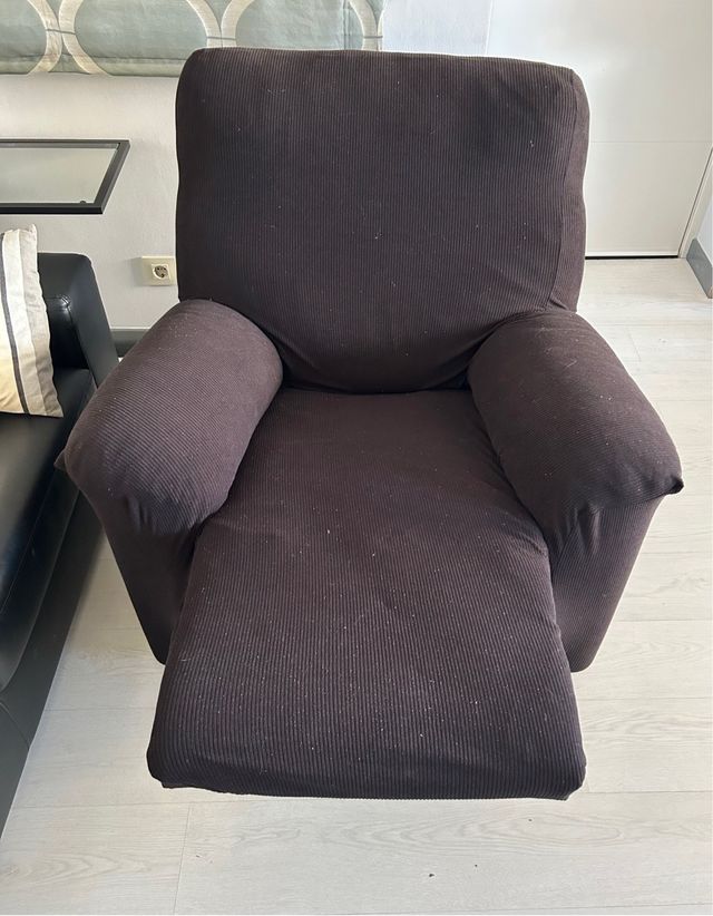 Sofá 2 plazas & sillón relax negro