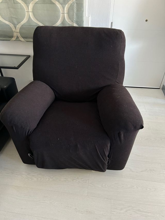 Sofá 2 plazas & sillón relax negro