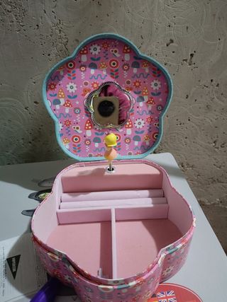 Joyero musical flor rosa-azul