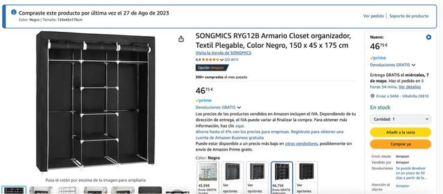 Armario SONGMICS RYG12B - 150x45x175cm