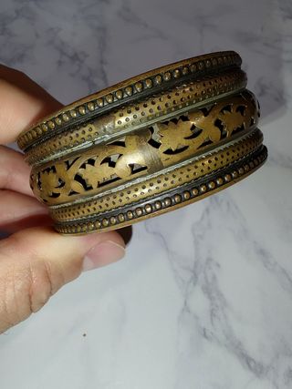 Pulsera rígida Anna Biblò dorada y plateada