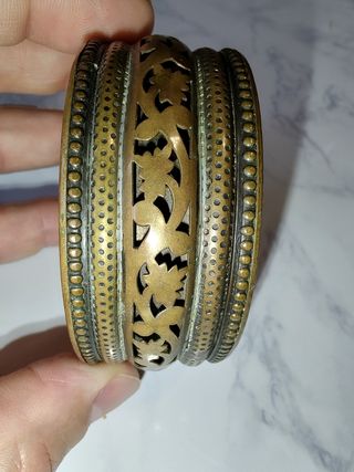 Pulsera rígida Anna Biblò dorada y plateada